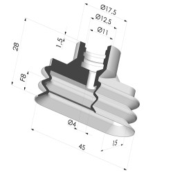 Ovale Sauggreifer  2.5 Fuelles Serie 4VS 45x15MM