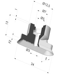 Ovale Sauggreifer  Serie 4V 24x8MM