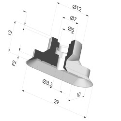 Ovale Sauggreifer  Serie 4V 30x10MM