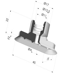 Ovale Sauggreifer  Serie 4V 45x15MM