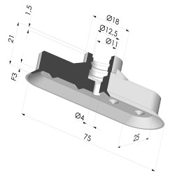 Ovale Sauggreifer  Serie 4V 75x25MM