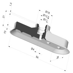 Ovale Sauggreifer  Serie 4V 85x28MM