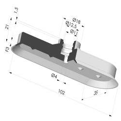 Ovale Sauggreifer  Serie 4V 100x35MM