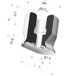 Ovale Sauggreifer Serie PFG  7x4 mm