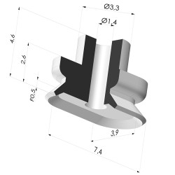 Ovale Sauggreifer Serie PFG 7.4x3.9 mm