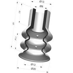 Sauggreifer 2.5 Falten Serie 8 Ø 20MM