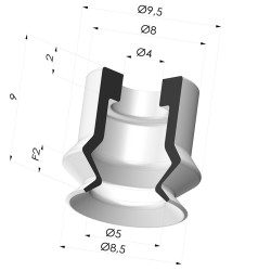 Sauggreifer 1.5 Falten Serie PJG Ø 8.4 mm
