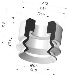Sauggreifer 1.5 Falten Serie PJG Ø 10.2 mm