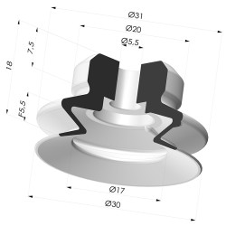 Sauggreifer 1.5 Falten Serie PJG Ø 30.2 mm
