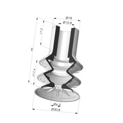 Saugnapf 2,5 Falten Serie 8 Ø 30MM