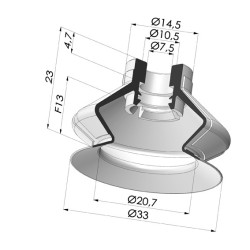 Saugnapf 1,5 Falten Serie 8SP Ø 33MM