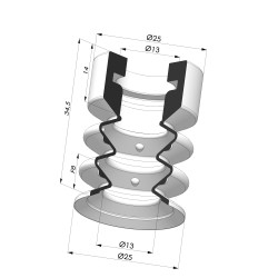 Sauggreifer 2.5 Falten Serie 8 Ø 25MM