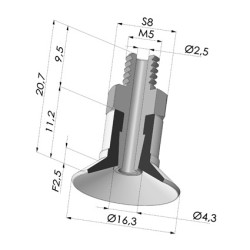 Flache Sauggreifer Serie 9 Ø 16,3MM