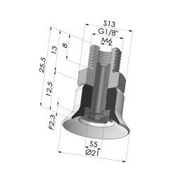 Flache Sauggreifer Serie PFTM Ø 21MM