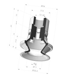 Sauggreifer 1.5 Faltenbalg Serie 91 Ø 22,2MM