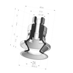 Sauggreifer 1,5 Bälge Serie 91 Ø 22,2MM