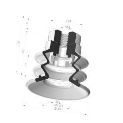 Sauggreifer 2.5 Bälge Serie 96B Ø 30MM