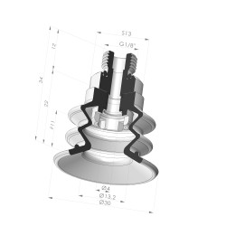 Sauggreifer 2.5 Bälge Serie 96B Ø 30MM