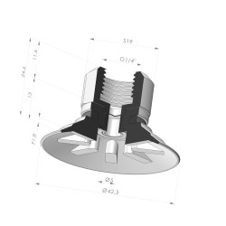 Flache Sauggreifer Serie 90 Ø 42,3MM