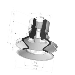 Sauggreifer 1,5 Falten Serie 91 Ø 52MM