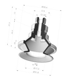 Sauggreifer 1,5 Bälge Serie 91 Ø 31,8MM