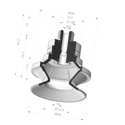 Sauggreifer 1,5 Bälge Serie 91 Ø 34MM