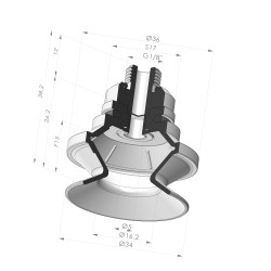 Sauggreifer 1,5 Bälge Serie 91 Ø 34MM