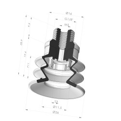 Sauggreifer 2.5 Falten Serie 96C Ø 26MM