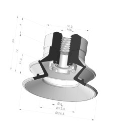 Sauggreifer 1,5 Bälge Serie 97B Ø 27MM