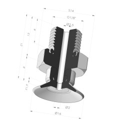 Flache Sauggreifer Serie PFTM Ø 16MM