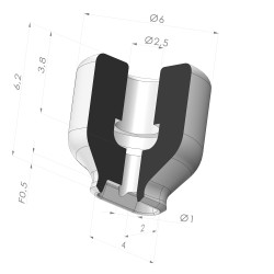 Ovale Sauggreifer Serie PFG 4x2 mm 